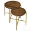 Table gigogne en bois brun foncé et doré 2 pièces
