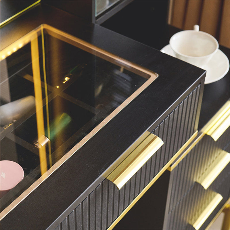 Bureau de coiffeuse avec miroir et lumières, Noir