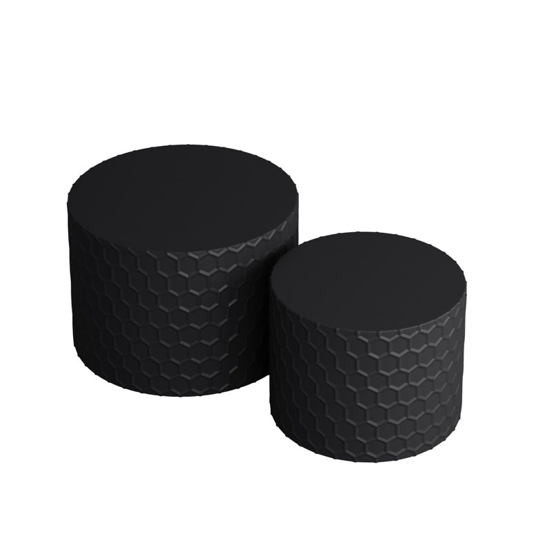 Nesting Coffee Table Set with Honeycomb Design, Black