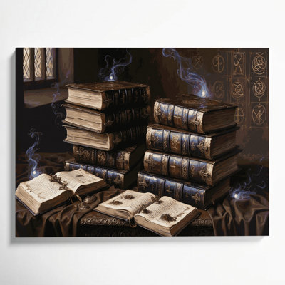 Halloween, grimoires anciens, art mural sur toile brune