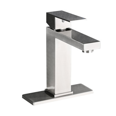 Stainless Steel Bathroom Faucet Single Hole - Deck-Mounted With And Drain Assembly, 1.2 Flow Rate, Lever Handle, Ceramic Disc Valve For Vanity, Brushed Nickel Tap Sinks,