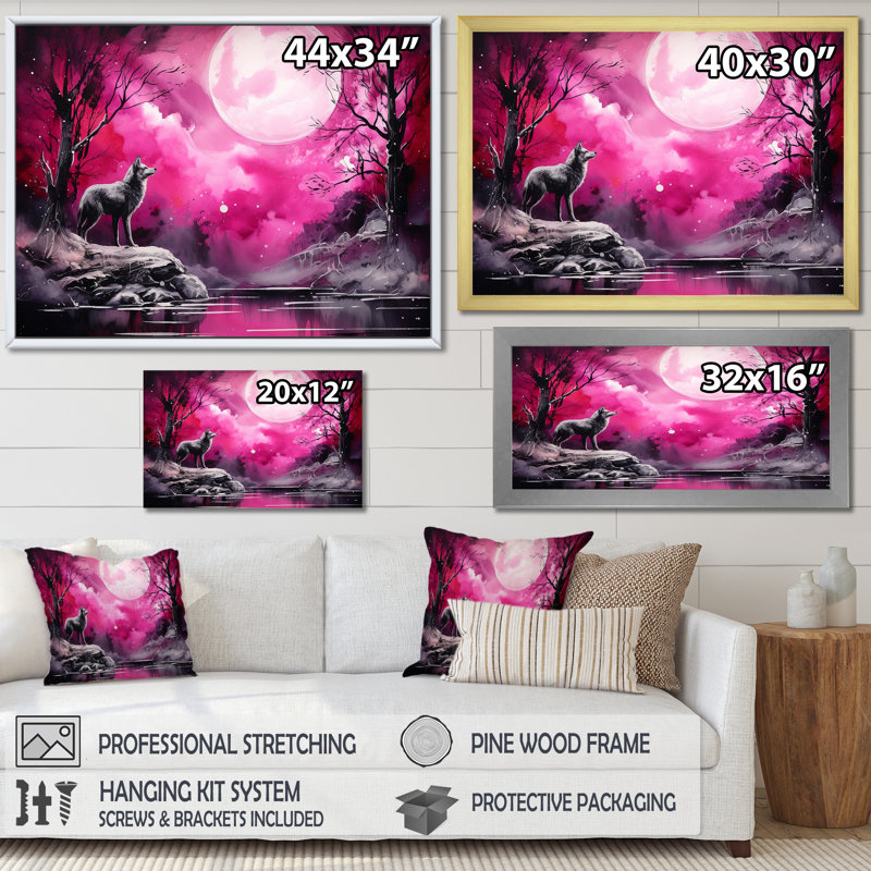 Clair de lune, loup, merveille - impression, Toile tendue, H 12 po x l 20 po x P 1 po