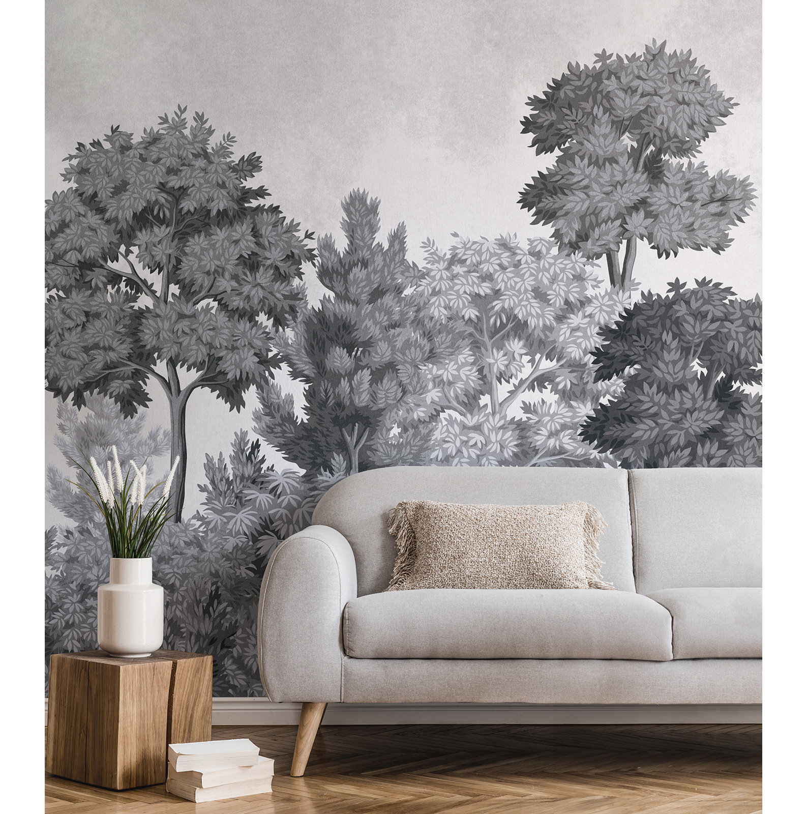 Corinna Wall Mural, Gray