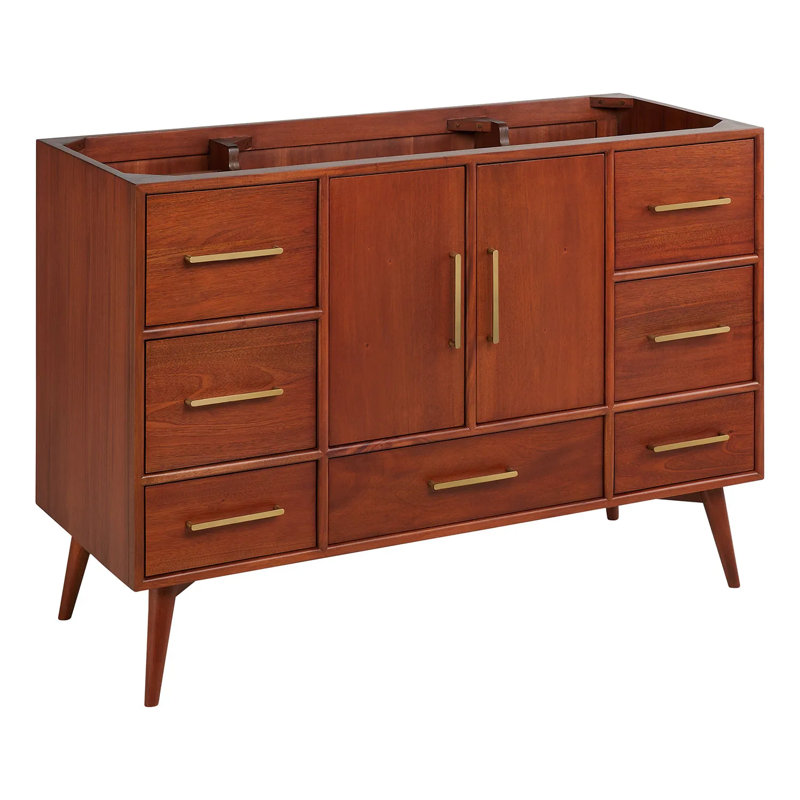 48" Novak Single Bathroom Vanity Set with Rectangular Undermount Sink, Natural Teak, Single-Hole Centered