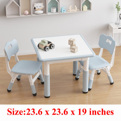 Kids 3 Piece Square Play or Activity Table and Chair Set
