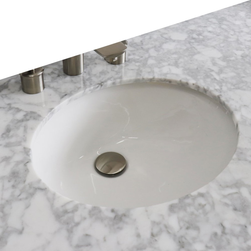 Plateau de meuble-lavabo double 65 po en blanc avec lavabo