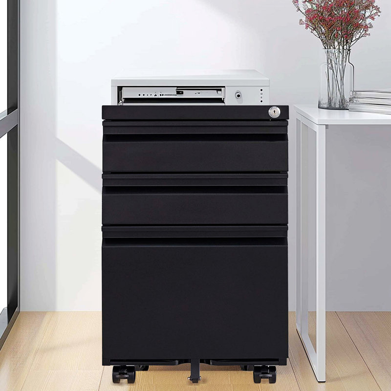 Commode d'appoint en métal Maylene, Noir