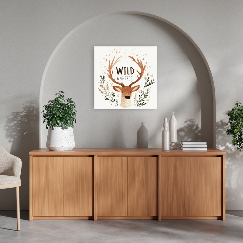 Majestic Wanderer Rustic Abstract Contemporary Deer Forest Nature Wall Art Print 1 Piece Wrapped Canvas Wall Art