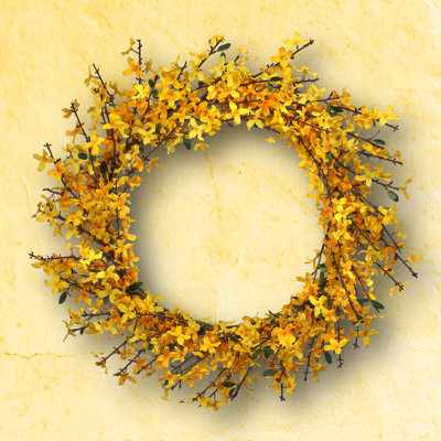 Faux Forsythia Polyester 26'' Wreath