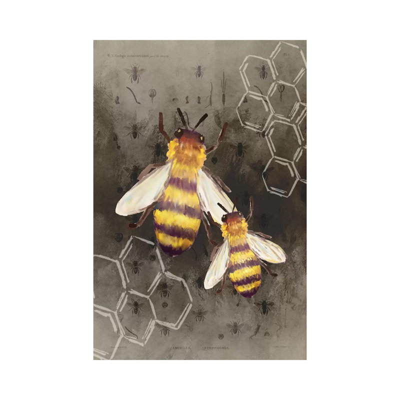«Bee Charmer II» par Kimberly Allen - peinture sur toile tendue, H 18 po x l 12 po x 1,5 po