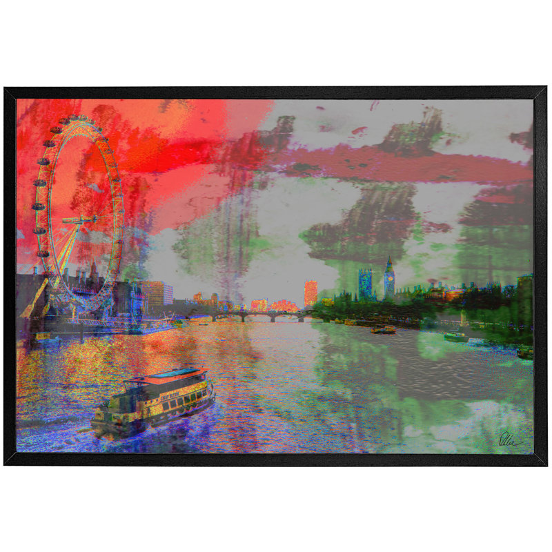 London Thames - Single Picture Frame Print, Black, 51cm H x 76cm W