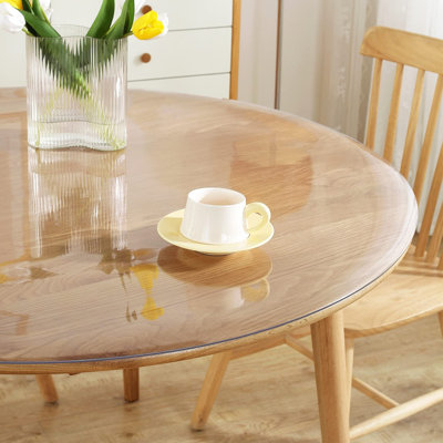 Clear Round Table Cover Protector 2Mm Thick, Round Clear Table Protector For Dining Room Table, Waterproof Plastic Tablecloth, Easy To Clean PVC Desk Mat For Kitchen, Coffee Table