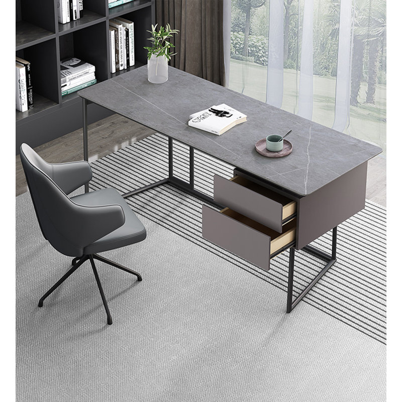 Modern Light Luxury Sintered Stone Tabletop Desk, H 29,53 po x l 62,99 po x P 23,62 po