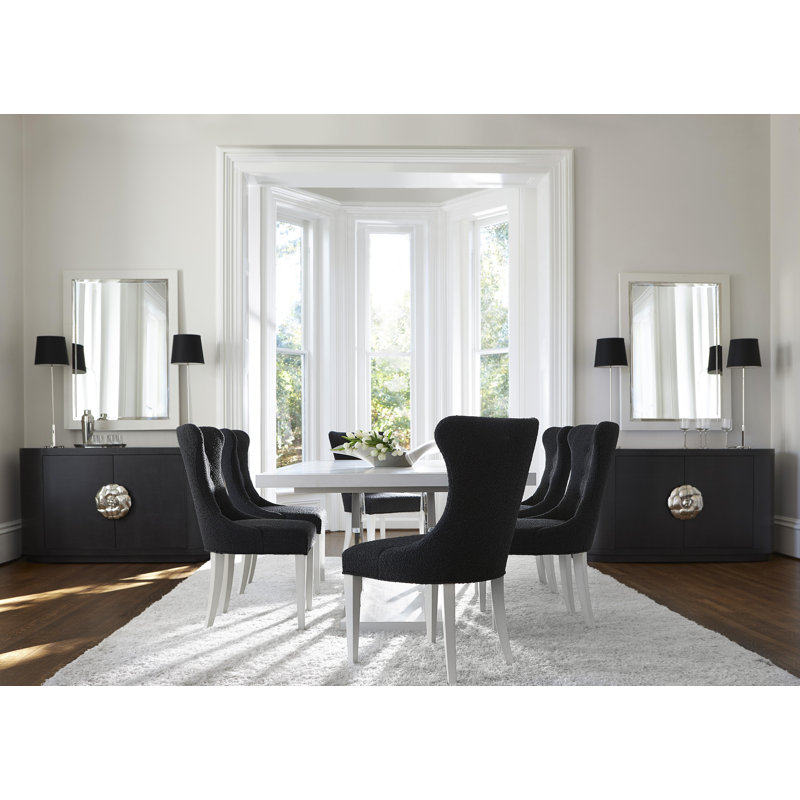Silhouette Butterfly Leaf Solid Wood Dining Set, Black