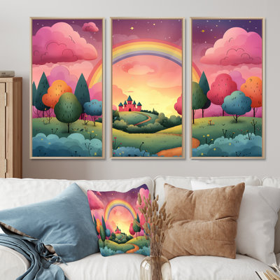 Nursery Fantasy Castle Rainbow - Rainbow Wall Art Living Room Set