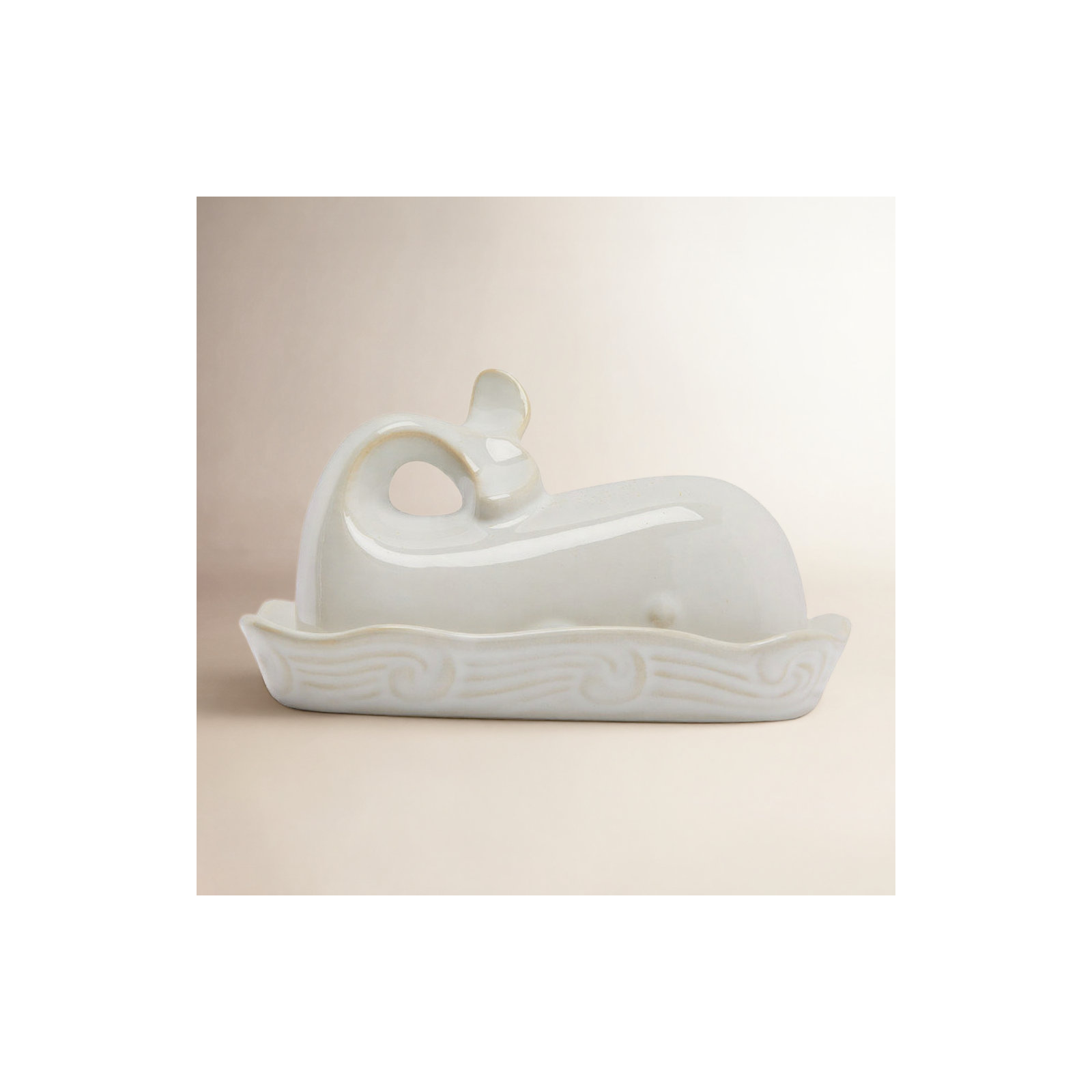 Leonida Novelty Ceramic Butter Dish, White