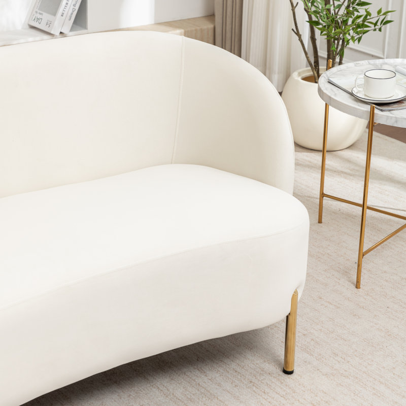 Causeuse en velours avec pieds dorés Ada, Beige