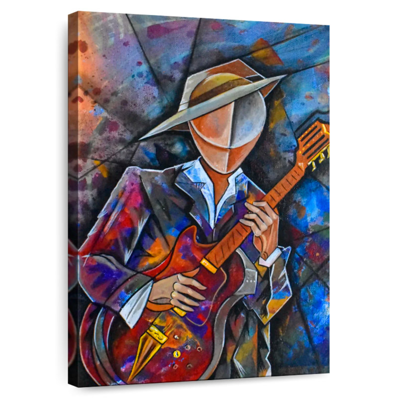 Abarca Cubist Guitar Musician, 12" H x 8" W