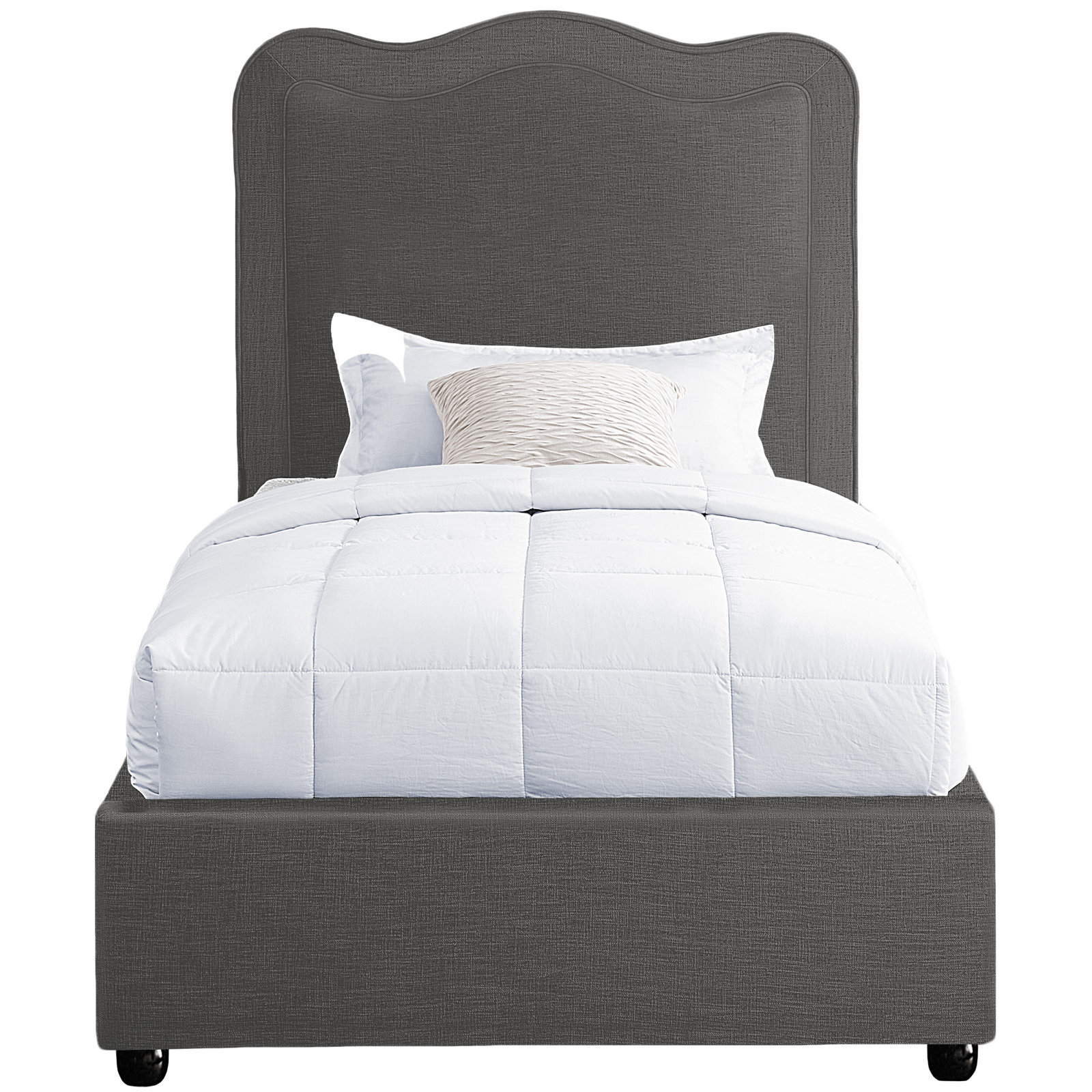 Felix Upholstered Bed, Twin, Gray Velvet