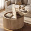 Table basse relevable, table basse ronde moderne cannelée de 81 cm (32 po), naturelle