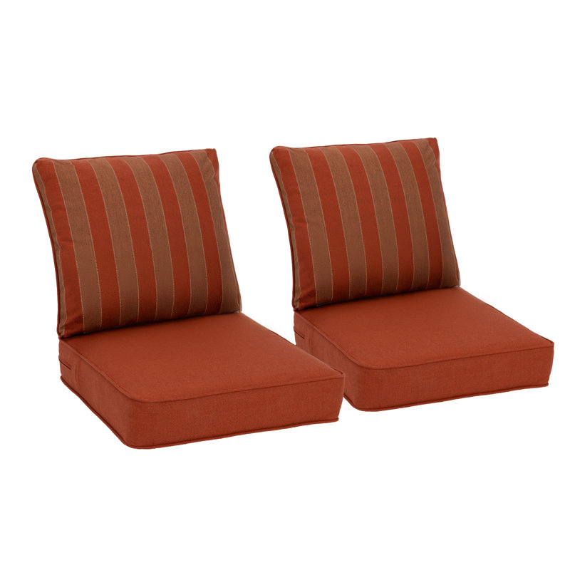 Outdoor Deep Seat Chair Cushion Set, Red Striped, 22" W x 24" D