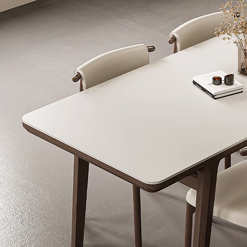 Modern simple rectangular matte white rock table, 29.53"H x 55.12"L x 31.50"W