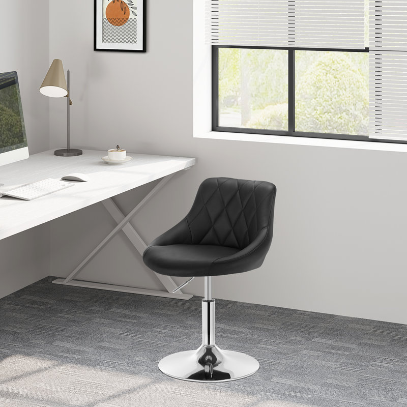 Dequesha Swivel Upholstered Adjustable Height Counter Stool, Black