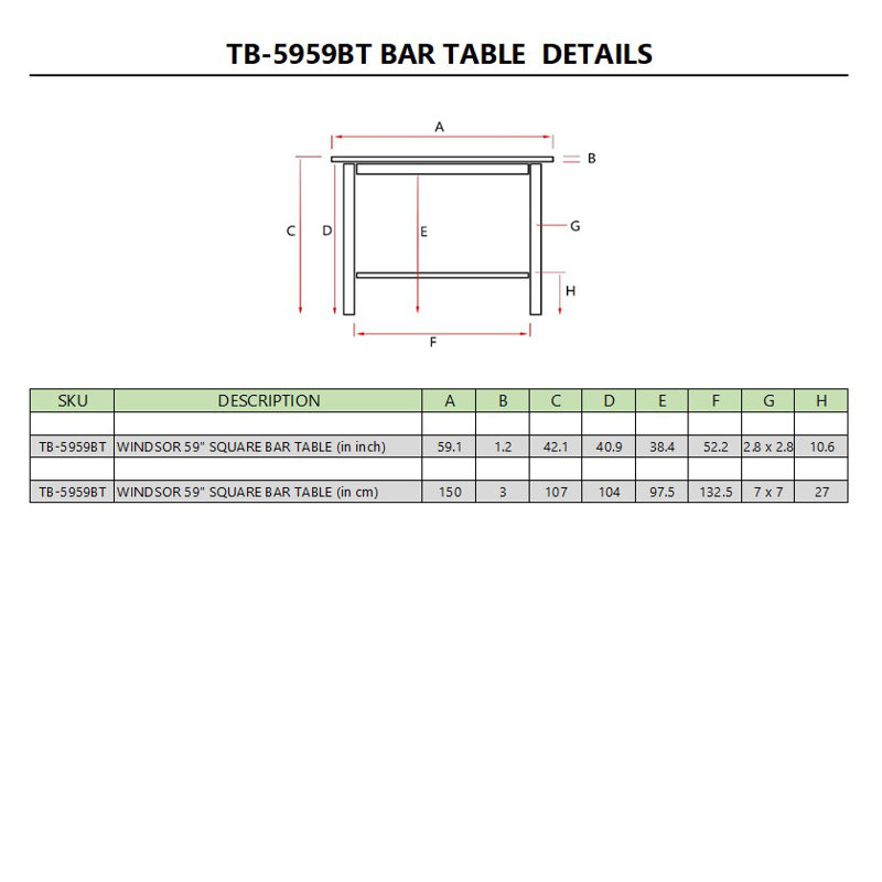 Windsor Solid Wood Bar Table