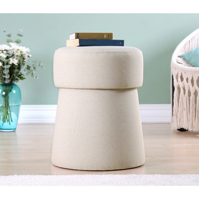 Repose-pieds élégant de couleur crème, 19,7 po x 15,7 po | 50% coton / 50% lin, pieds cachés recouverts de PVC de 2,4 pouces | 35 éponges orthopédiques, parfaites pour les décors bohémiens et scandinaves, option de sièges polyvalents