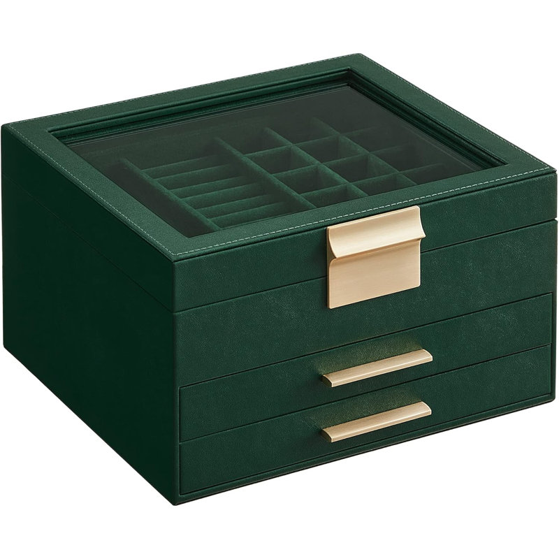 Jewellery Box +, Forest Green/Gold