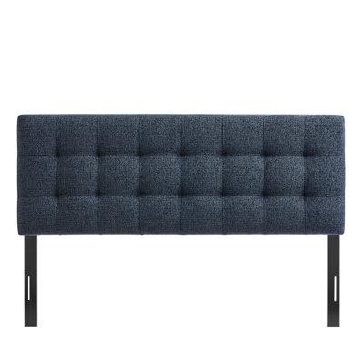 Très grande tête de lit tapissier bleu marine Peyton