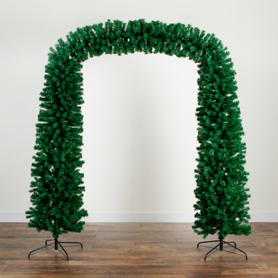 8ft. Pre-Lit Artificial Holiday Green Christmas Pine Archway with 650 Multifunction Lights