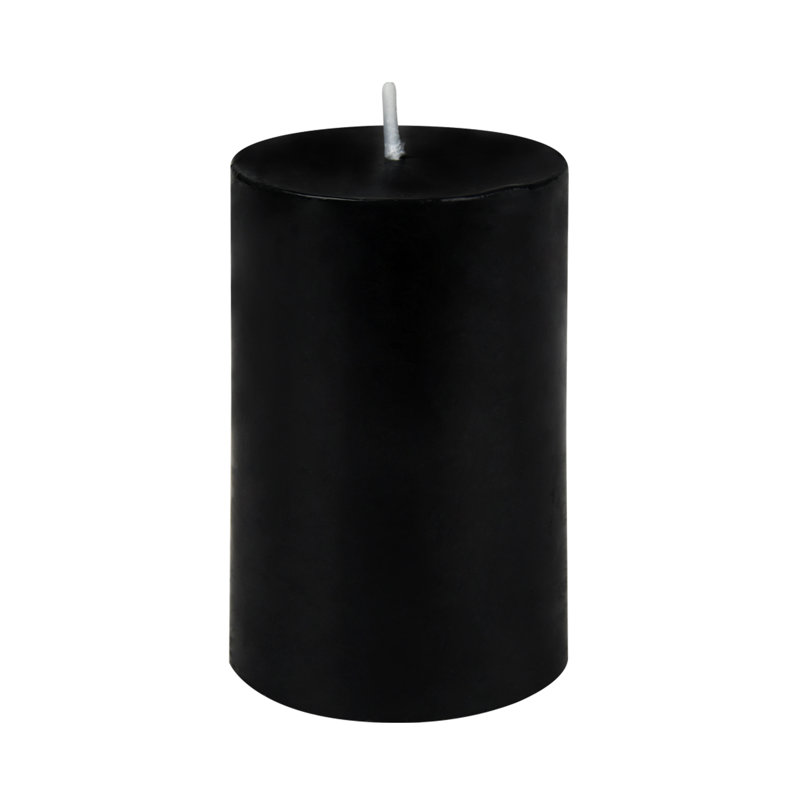 Bougie pilier sans parfum Oliva, H 9 po x l 2 po x P 2 po, Noir, 1