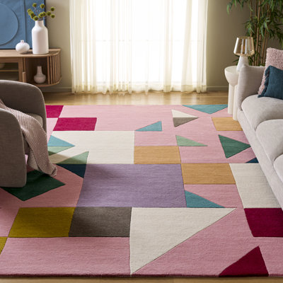 Harsirat Handmade Hand Tufted Wool Pink/Orange/Beige Rug