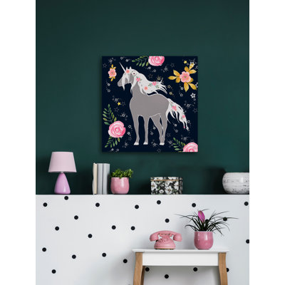 Cruce Flower Garden Unicorn 1 Piece Wall Art on Canvas