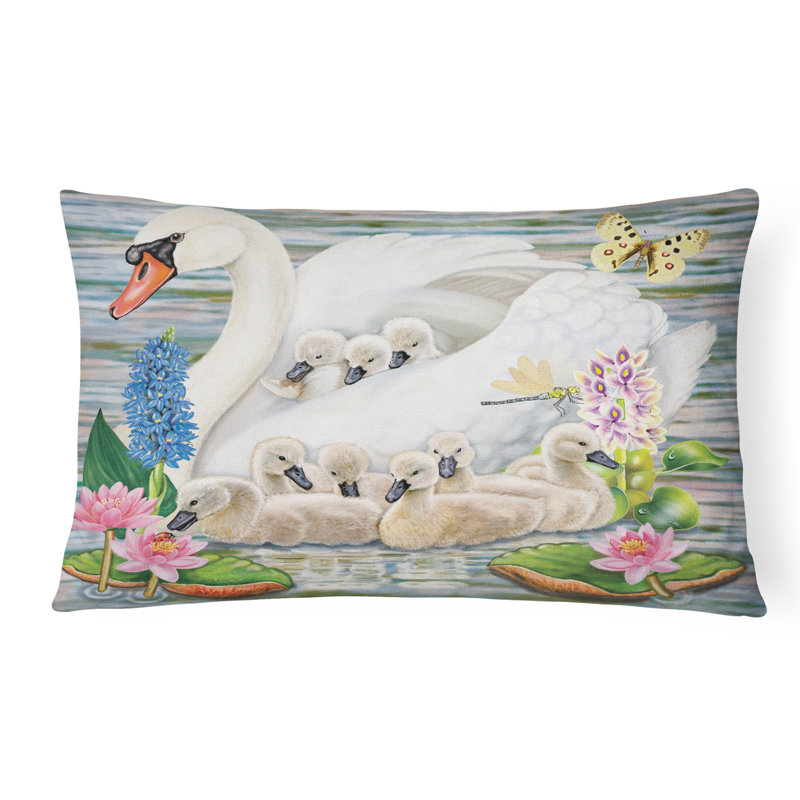 Outdoor Throw Pillow, Mother Swan