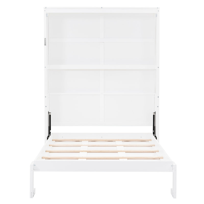 Lit mural pleine grandeur blanc, pliable dans une armoire, peu encombrant, facile à utiliser