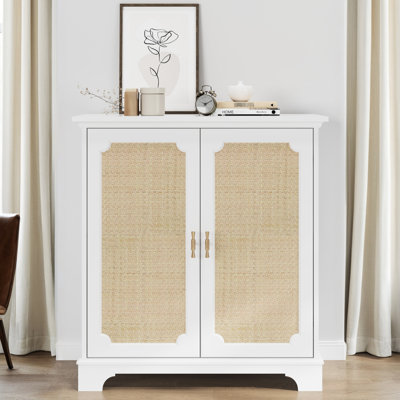 Buffet avec portes décorées, buffet de cuisine pour l'entrée et la salle à manger, design américain, buffet de porte à tablette réglable, armoire de chambre à coucher de style moderne Mid-Century, bois massif