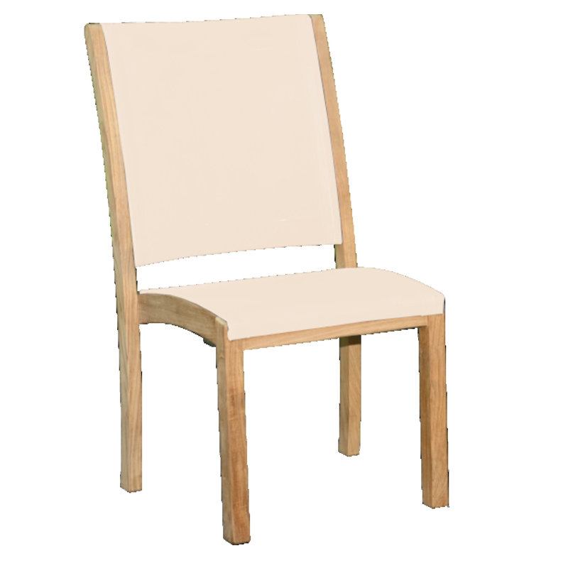 Riviera Teak Outdoor Sling Stacking Dining Chair, Khaki