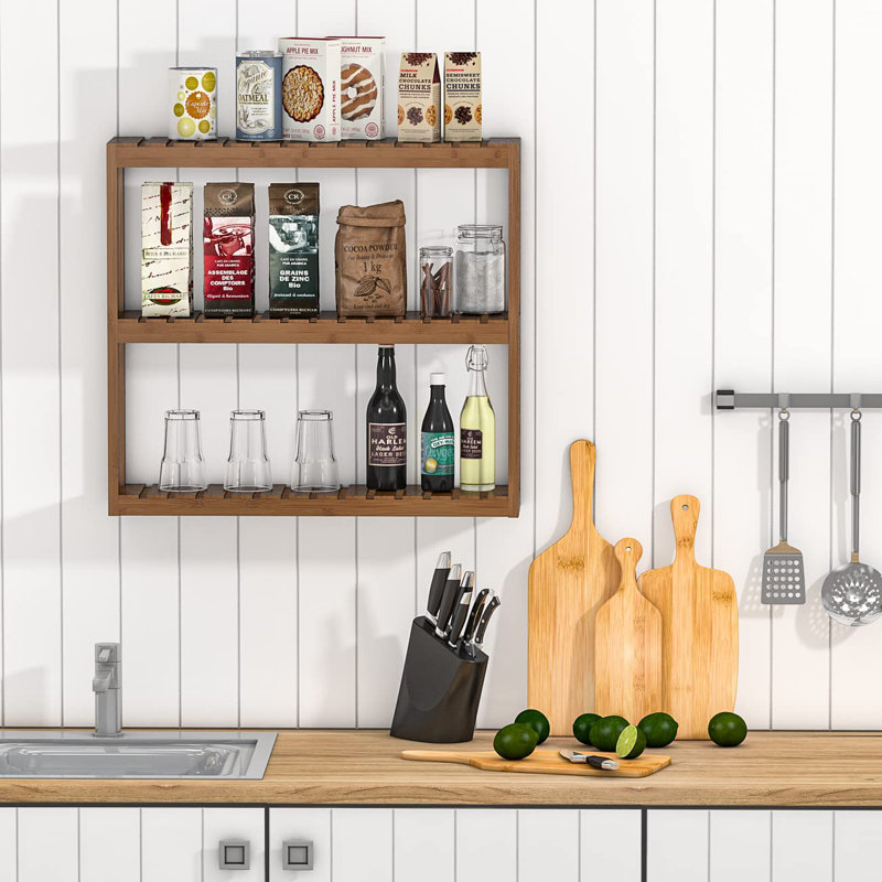 Czarina Bamboo Floating Shelf with Towel Bar