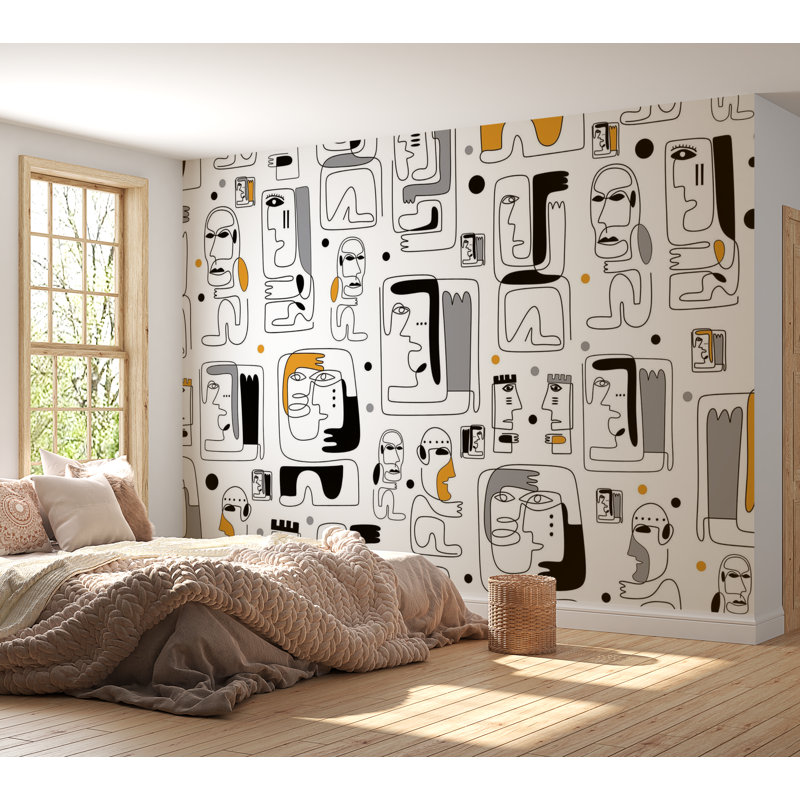 Papier peint de qualité supérieure - visages abstraits, L 40 po x l 60 po