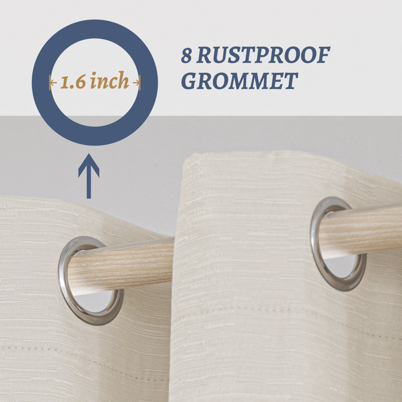 Paire de rideaux 100% occultant et isolant en mélange de coton Clesta, Crème, L 52 po x L 108 po