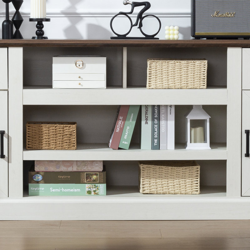 70" TV Stand For TVs Up To 80", Brown/White