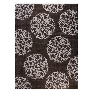 ArtDeco La Scala Pavia Black Brown Floating Medallion Transitional Indoor Area Rug