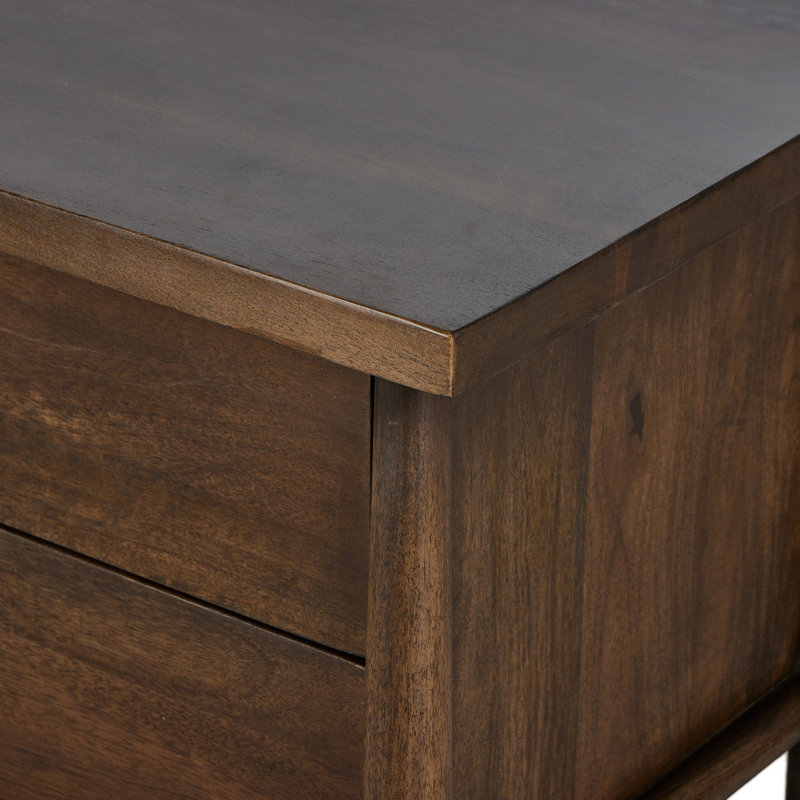 Freddie 2 - Drawer Solid Wood Nightstand, Brown