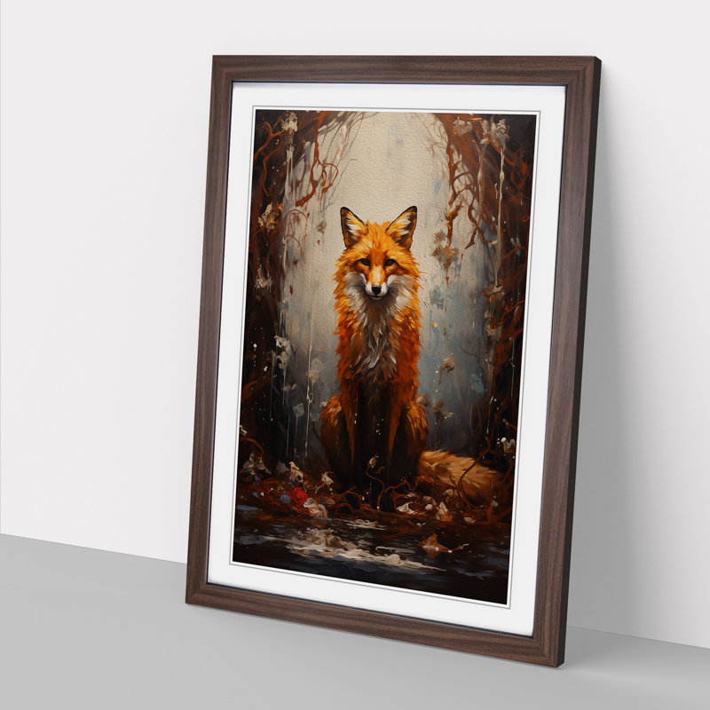 Fox Informel No.2 - Framed Print, 46cm H x 34cm W, Walnut Framed