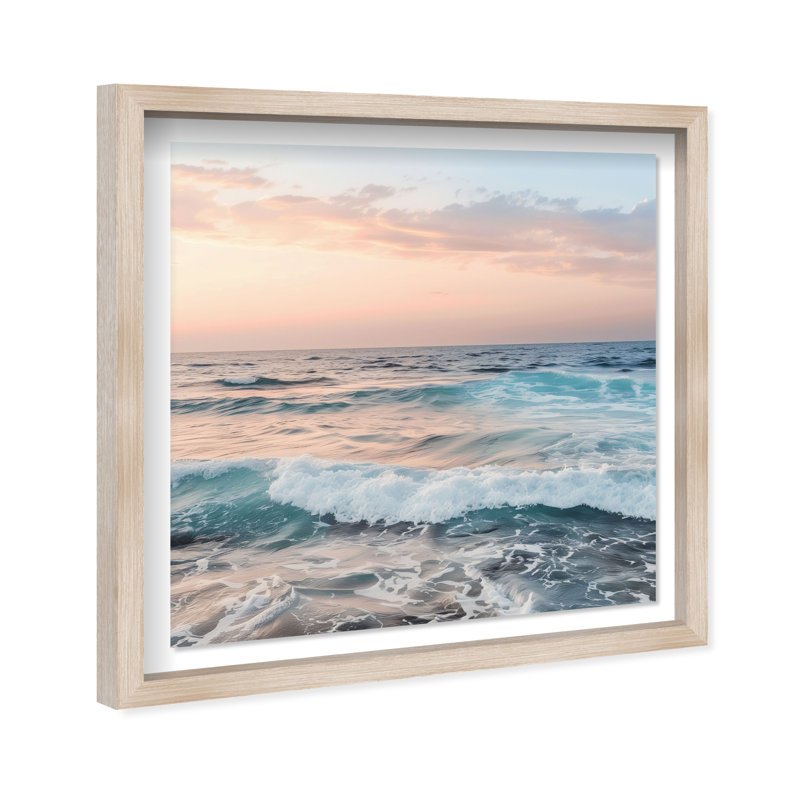 Foamy Surf II Print by Oliver Gal, 13.5" H x 13.5" W, Natural Oak Shadowbox