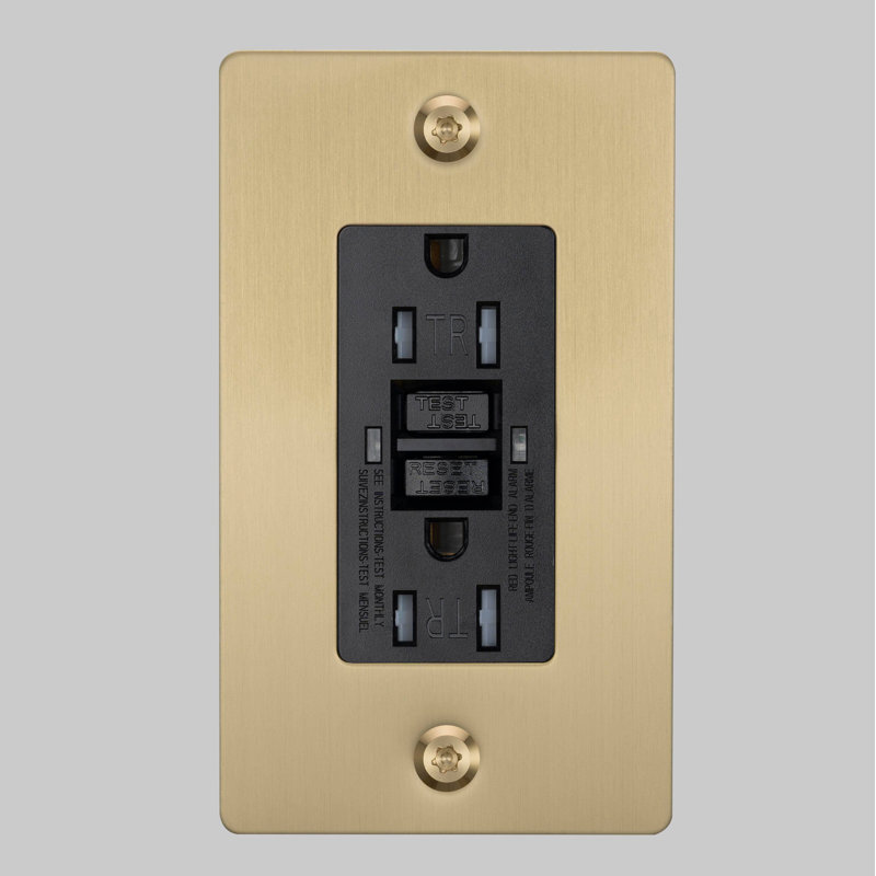 1G Duplex Outlet / GFCI / Linear / Without Logo, Brass