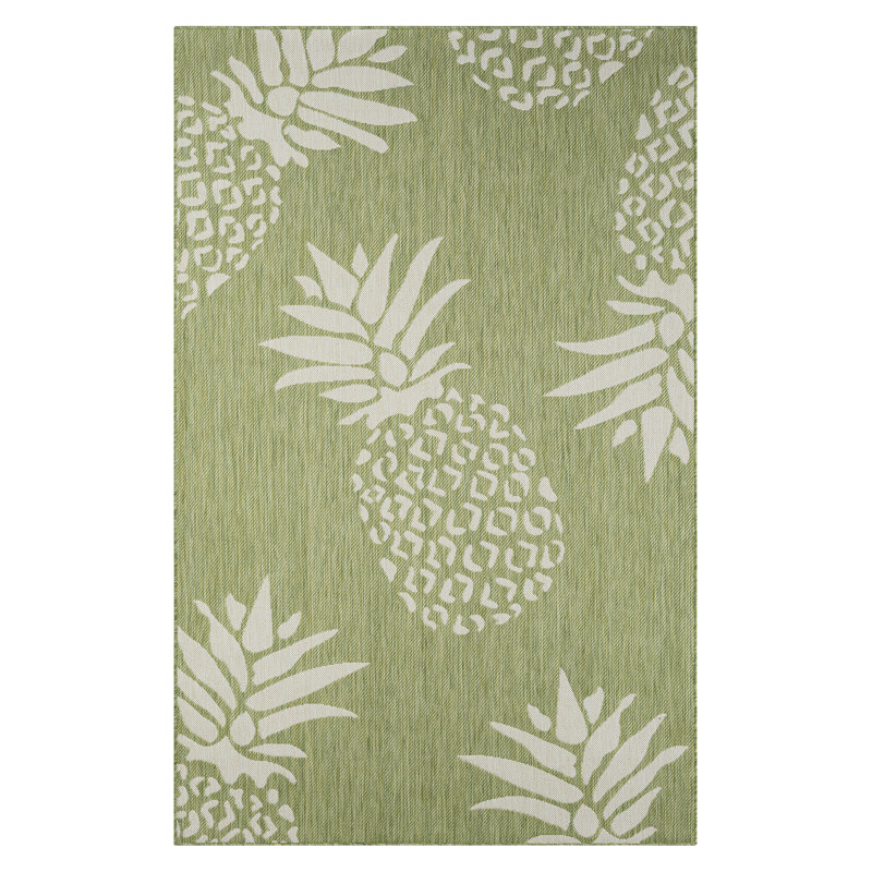 Gunn Ikat Tufted Green Power Loomed Indoor/Outdoor Area Rug, Rectangle 7'9" x 9'9"
