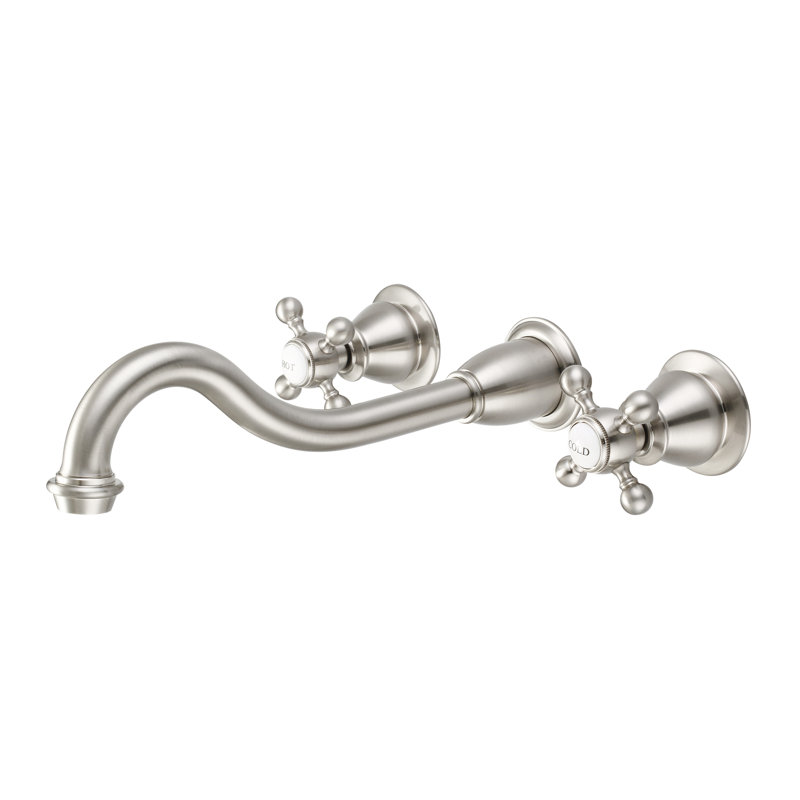 2-handle Bathroom Faucet, Cross Handles, Brushed Nickel